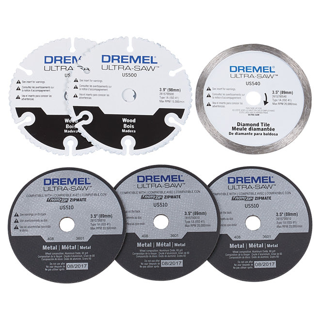 Dremel Ultra-Saw Cut-Off Wheel - 6-Piece Set - Assorted Sizes - Aluminum Oxide - Each