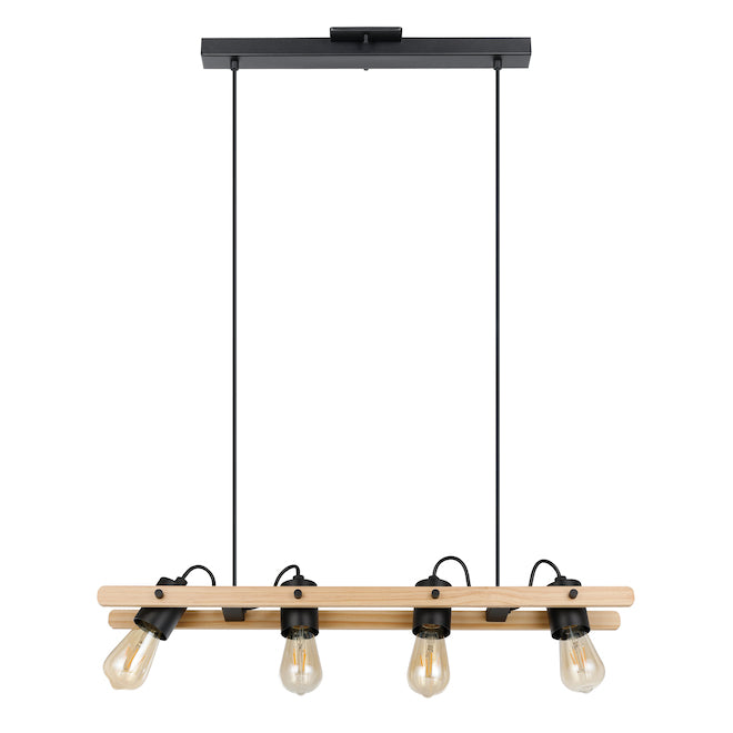 Eglo Framed Wood and Black Finish Pendant Light - 40W - 4 lights-