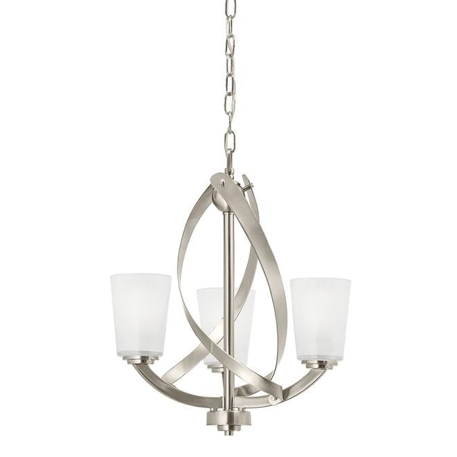 Kichler Layla 17.25-in x 20-in 3-Light Incandescent Brushed Nickel Chandelier with Piastra Glass Shades-