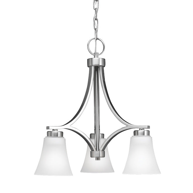 Kichler Lighting Lyndsay 3-Light Satin Nickel Etched Glass Pendant Light-