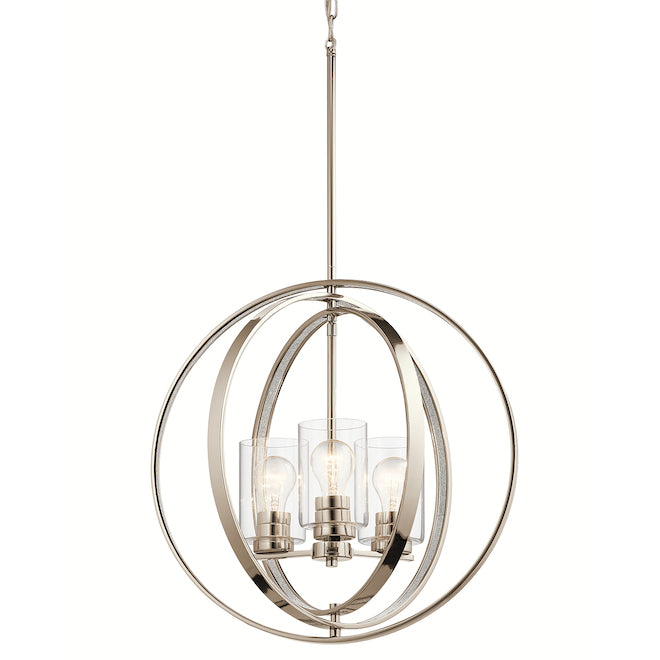 Kichler Lighting Angelica 3-Light Polished Nickel Clear Glass Pendant Light-