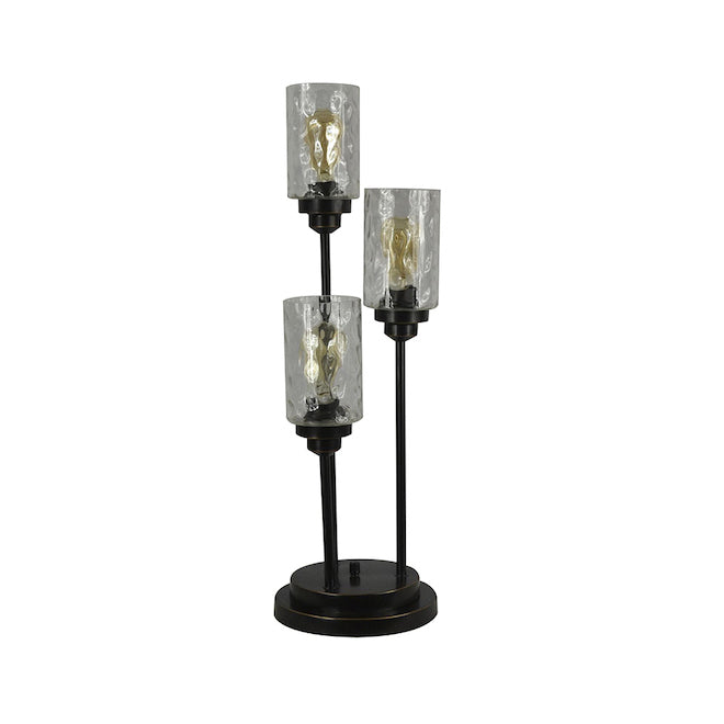 Allen + Roth Latchbury Indoor Table Lamp with Glass Shade 30.5-in Bronze-