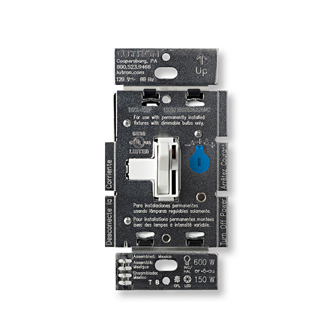 Lutron Toggler Dimmer Switch for LED/Halogen/Incandescent Bulbs - Single Pole or 3-Way - White-Each