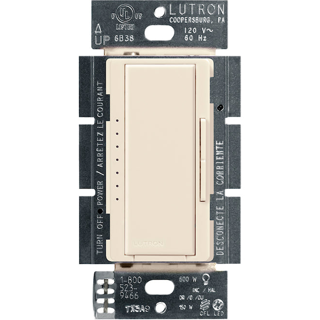 Lutron Maestro 150W CFL/LED Digital Dimmer Light Almond-Each