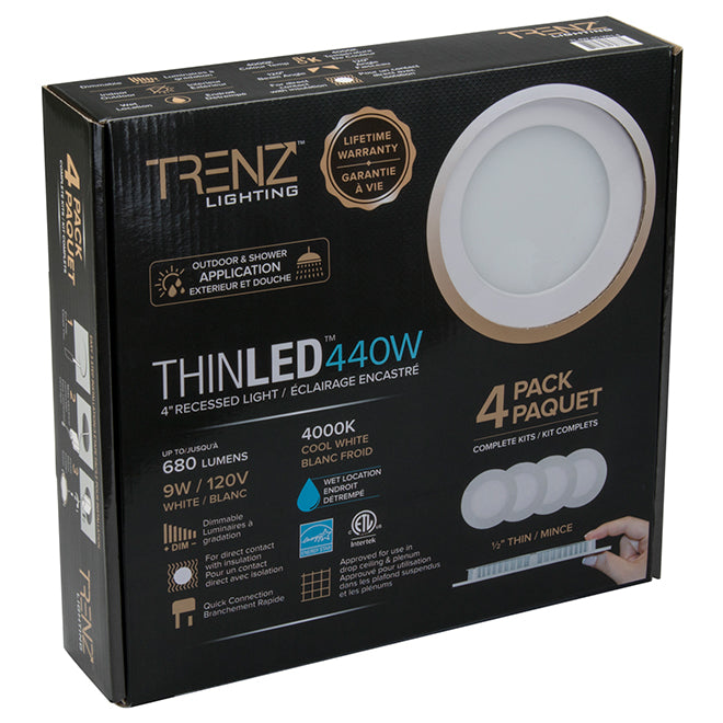 Recessed Lights LED - 9W/120V - 4/Pack - Cool White-