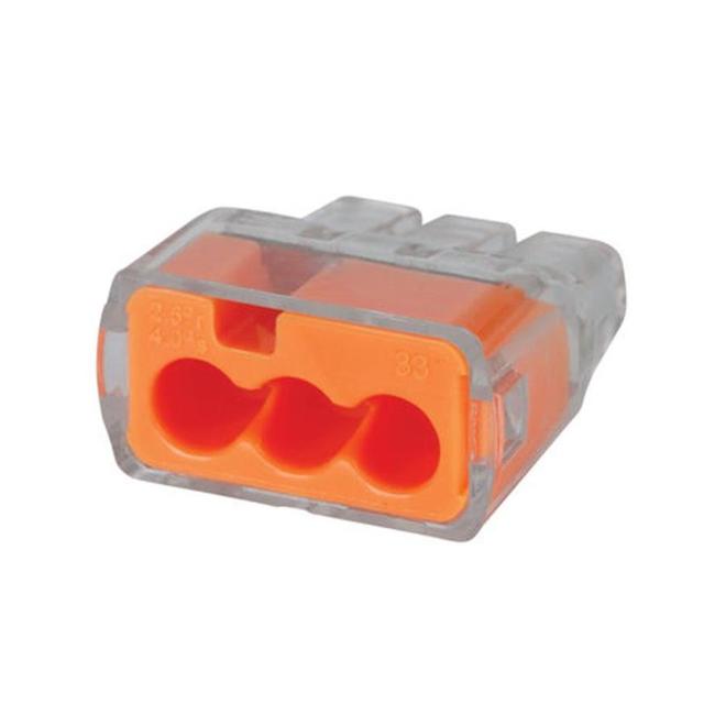IDEAL Push-In Wire Connector 3-Port Orange 100-CT-Each