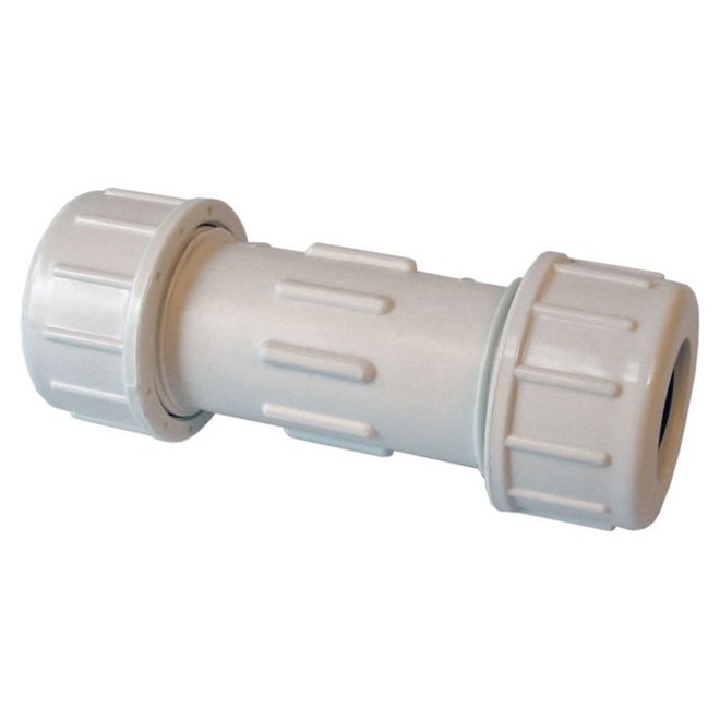 1-in Dia. PVC SCH 40/80 Compression Coupling Fitting -