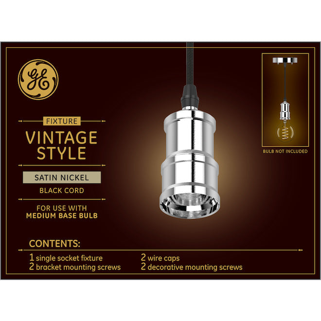 GE Vintage Satin Nickel Linear Vintage LED Pendant Light (1-Pack)-