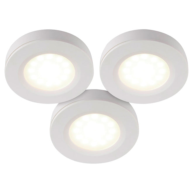 Bazz Plug-in Puck Under-Cabinet Lights - LED - 2.75-in - 3-Pack - White-