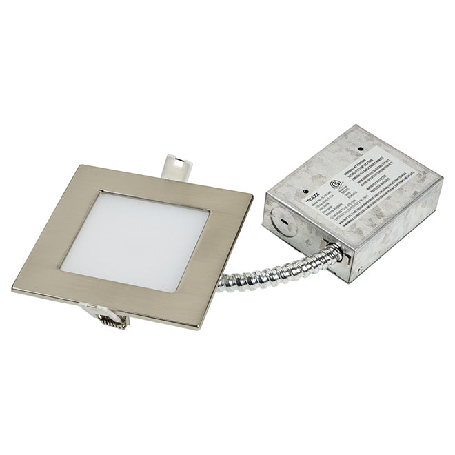 Bazz Slim LED Dimmable Recessed Light - Square - 4.5-in - 11 W - Brushed Steel-