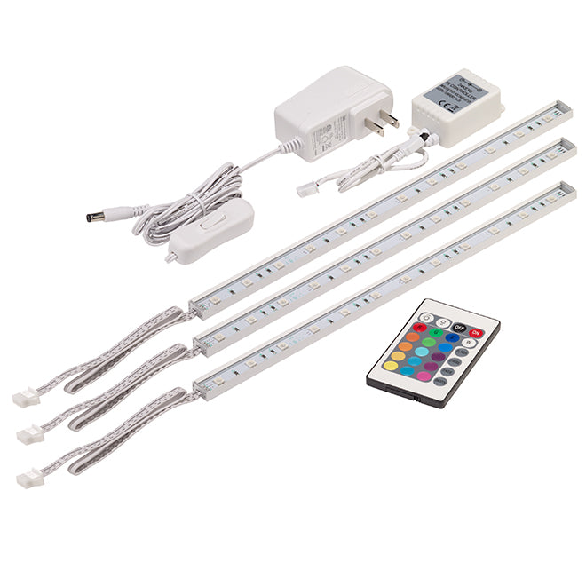 Bazz Plug-in Linear Under-Cabinet Lights - LED - 12-inch - 3-Pack - Colour Changing-