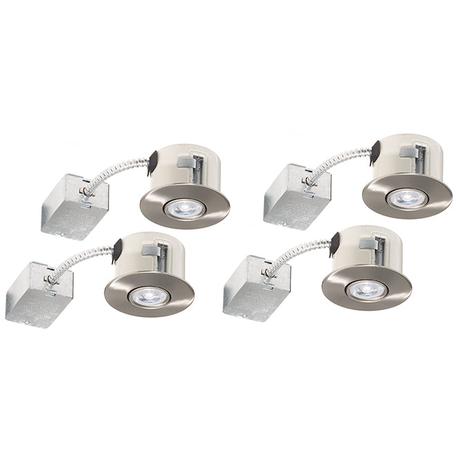 Recessed Lights - 7W LED - 3 7/8" - Brushed Steel - 4/Pk-