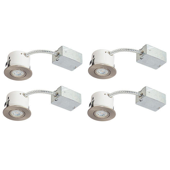 Recessed Lights - 7W LED - 3 3/8" - Brushed Steel - 4/Pk-