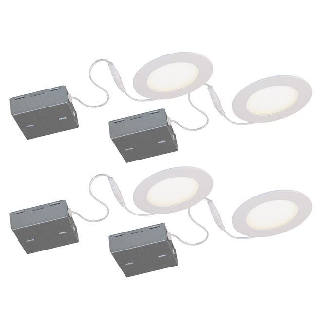 Bazz 4 1/4-in Matte White Disk Recessed LED Light Fixture 4-Pack - 11 W - 750 lumens - 4000 K-