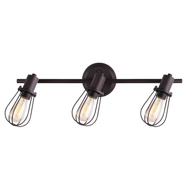 Canarm Bastian Track Light Bar Fixture - 3 Swivel Heads - Oil-Rubbed Black Bronze - 3 A19 Medium Base E26 Bulbs-