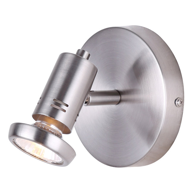 Canarm Spotlight Wall-Mount Fixture for Bedrooms - Single Pivoting Head - GU10 Pin Base Bulb (Not Included) - Halogen-