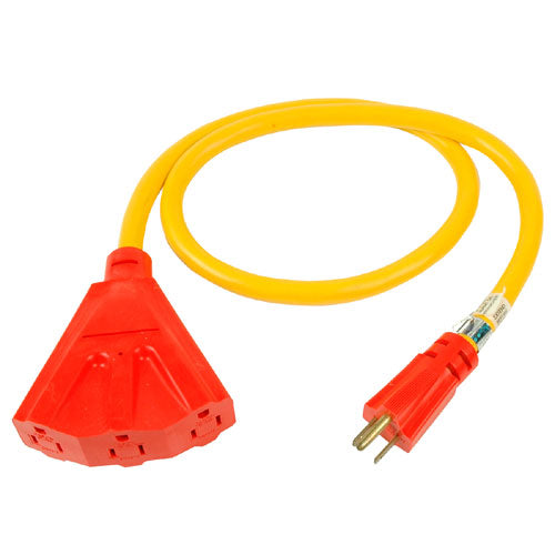 Outdoor Contractor Extension Cord - STW 14/3 - Yellow - 39-in-Each