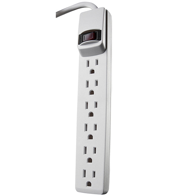 6-Outlet Power Bar - 6' Cord - White-Each