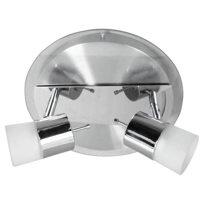 Uberhaus Iceland 2-Light Track Lighting Fixture - 2-pc 50-Watt Bulbs - Frosted Glass - Satin Nickel-