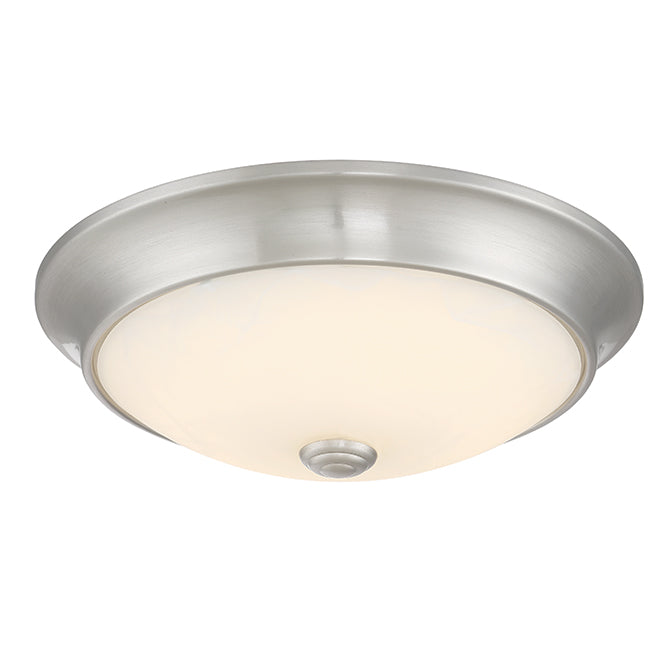 Ceiling Light - Steel and Glass - 11,36-in x 3.5-in - Brushed Nickel-