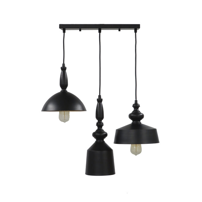 Project Source Black 60 W 3-Light Lantern Pendant-