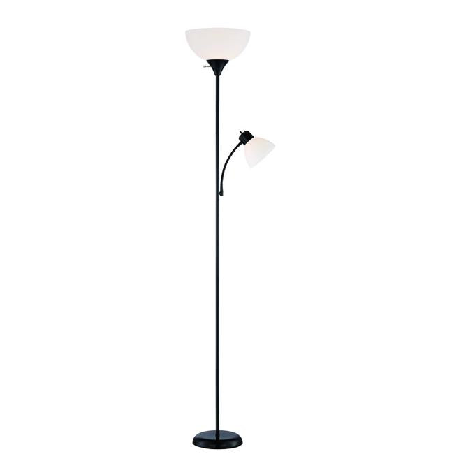 Project Source Floor Lamp with Side Light and 3-Way Switch - 71.7-in - Black-