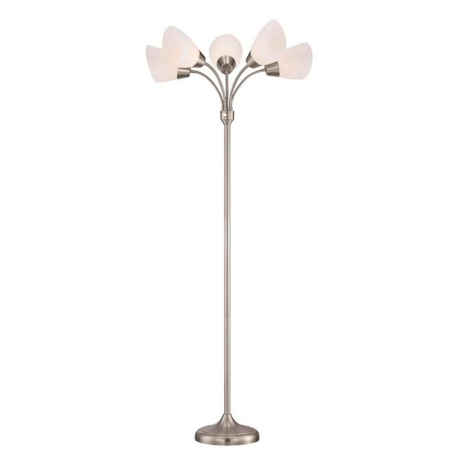 Project Source Satin Nickel Floor Lamp - 5 Gooseneck Arms - 66.37-in-