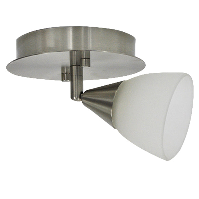 Flushmount - 1 Light - Steel/Glass - White/Brushed Nickel-