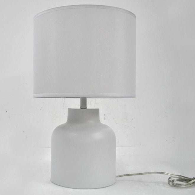 Allen + Roth Table Lamp - Steel and Fabric - 12-in x 18.9-in - White-