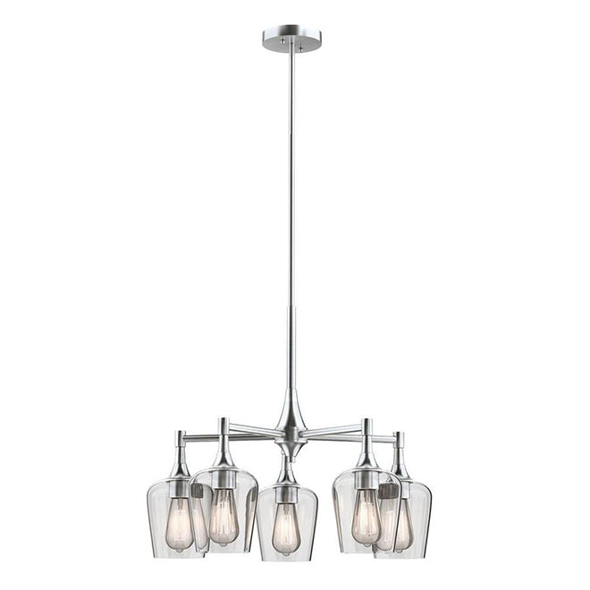 Allen + Roth 5-Light Brushed Nickel Clear Glass Pendant Light-
