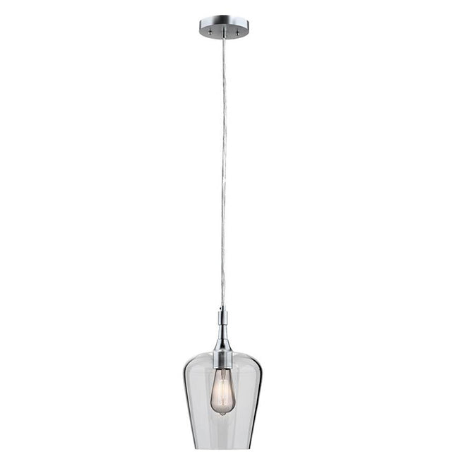 Allen + Roth 1-Light Brushed Nickel Clear Glass Pendant Light-