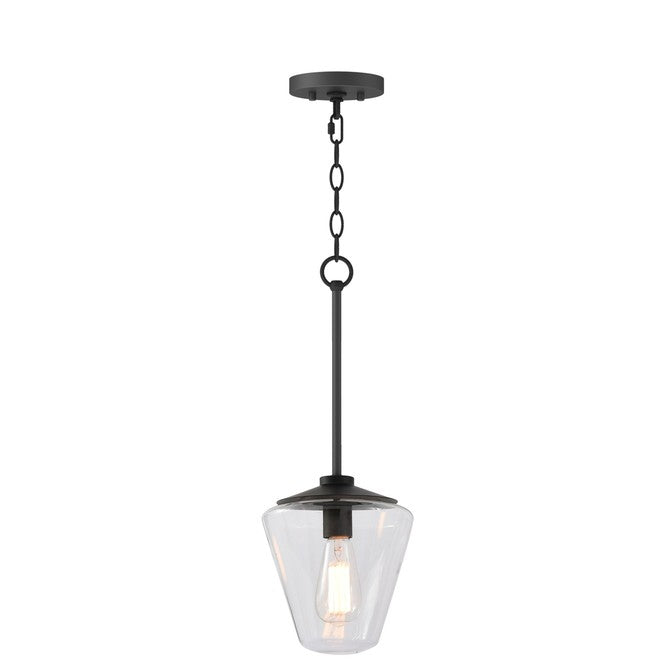 Eurofase Mini Rustic Style Pendant - 8.5-in x 14-in - Metal/Glass - Black-