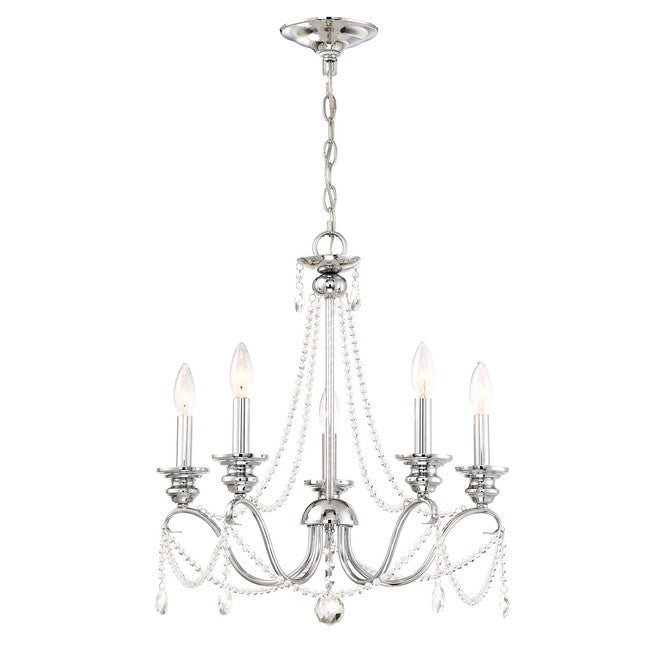 Eurofase 5-Light Chandelier - 20-in - Metal/Glass - Chrome-