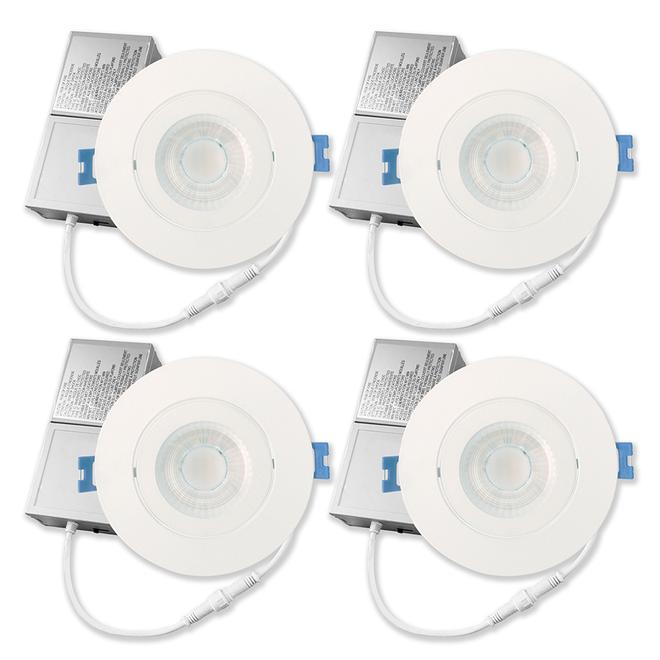 Leadvision ZLED Recessed Gimbal White Ceiling Light Set - Dimmable - 4-in - 11W - 4 Units-