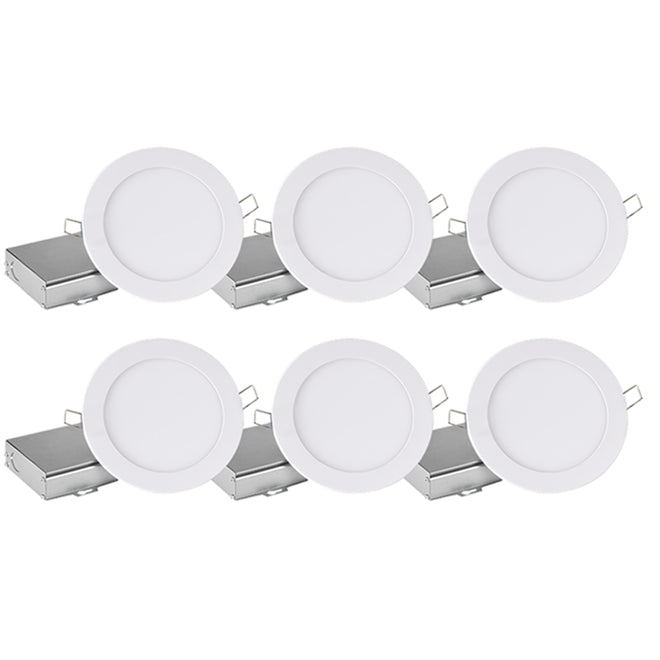 Leadvision Dimmable LED Ultra Slim Recessed 6-Light Set- Remote Junction Box - 6-in - White-