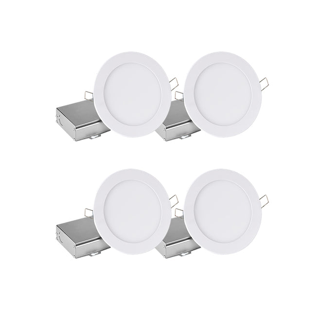 Leadvision 11 W Ultra-Slim 4-in Recessed 4-Light fixture Kit - Dimmable - White - Remote Jonction Box-