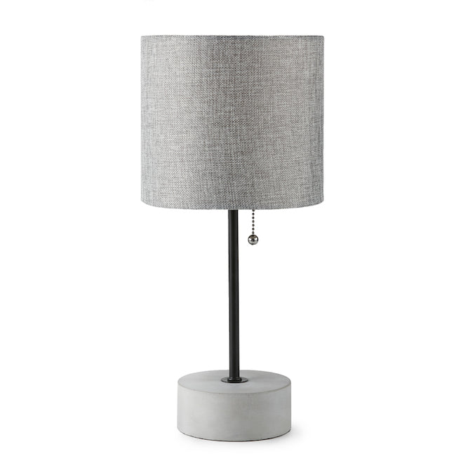 Allen + Roth Table Lamp Bronze and Grey Concrete Base 16.5-in-