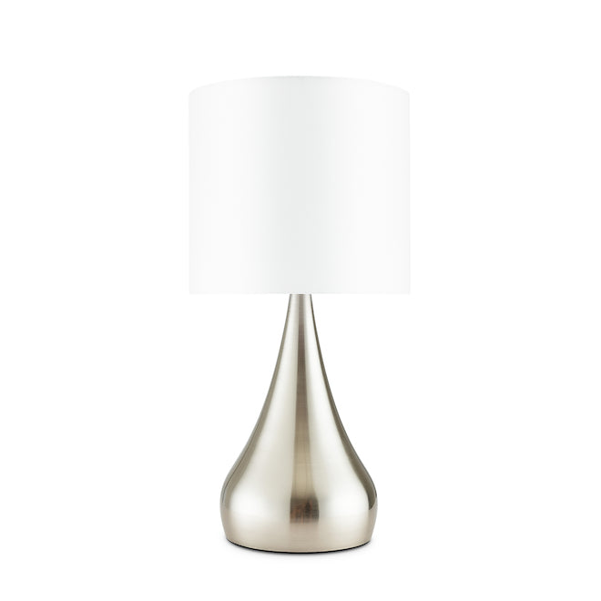 Allen + Roth Table Lamps - 18.5-in x 8.75-in - Metal/Fabric - Brushed Nickel/White - Set of 2-