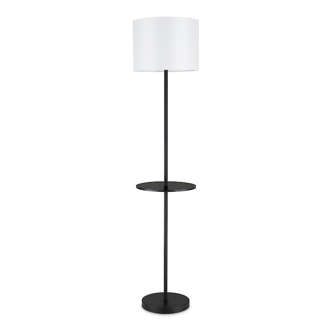 Allen + Roth Floor Lamp with Round Shelf - 58-in - Metal - Matte Black-