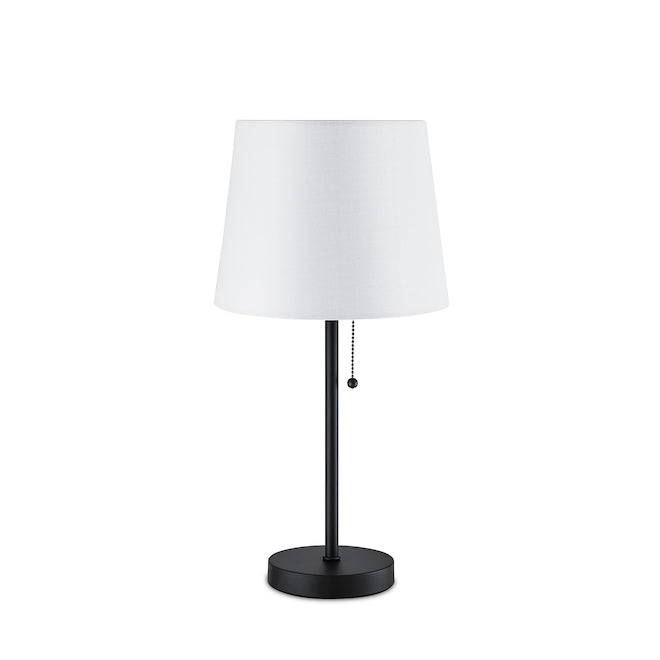 Allen + Roth Table Lamps - 20-in - Metal/Fabric - Black/White - Set of 2-