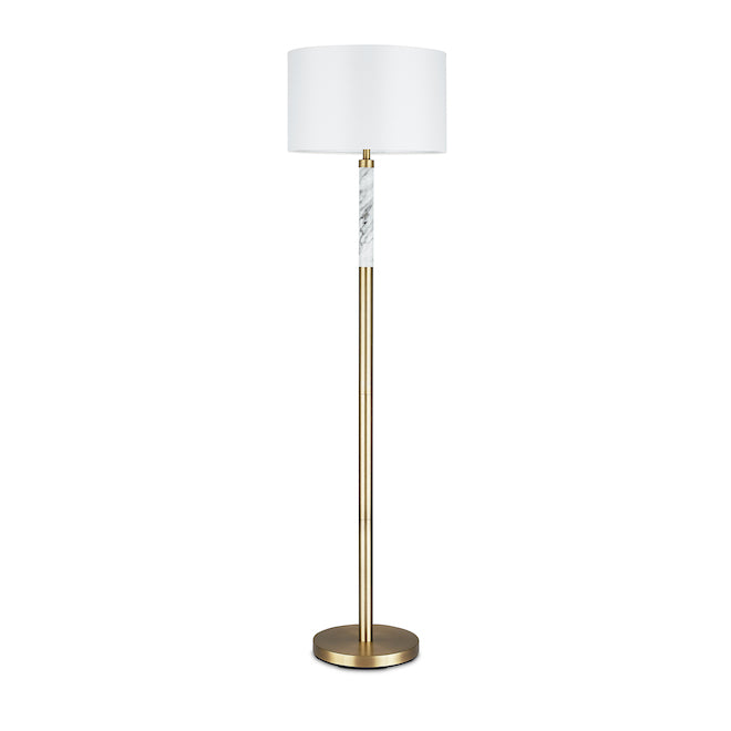 Project Source Floor Lamp with Marble Accent - 62-in - Metal - Antique Brass-