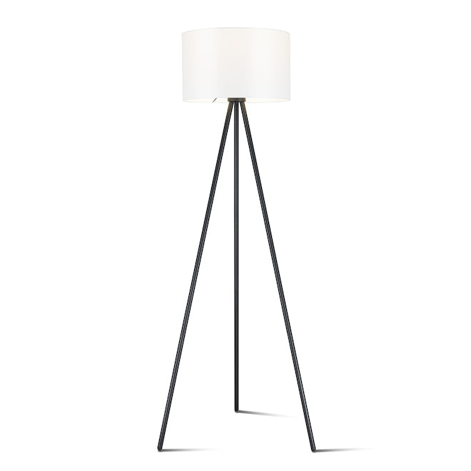 allen + roth 61.5-in Black and White Metal Mid-Century Tripod Floor Lamp-