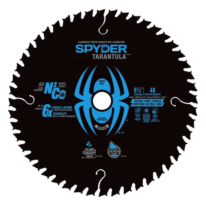 Spyder Tarantula Ultra Fine 6 1/2-in Steel Circular Saw Blade - 48 Tungsten Carbide-Tipped Teeth - Each