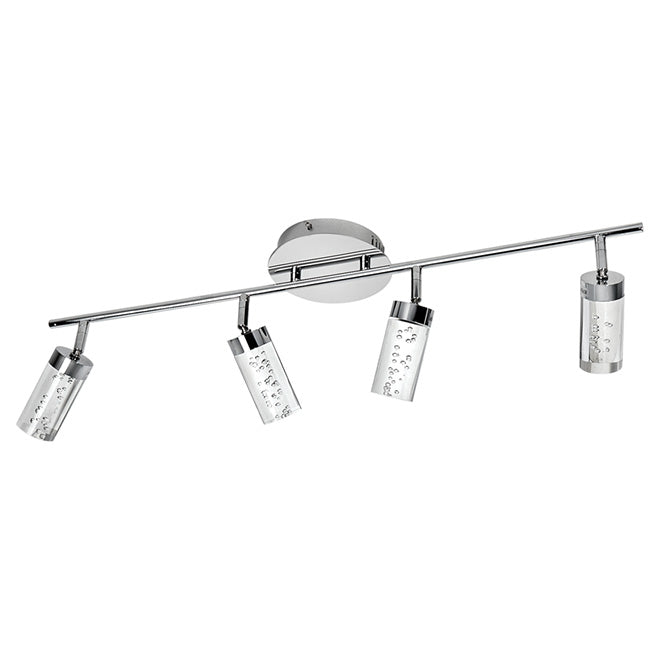Lumirama Fernandel Track Light Bar - 4 12-Watt Integrated LEDs - Clear Seeded Glass Shades - Swivel Heads - Damp Rated-