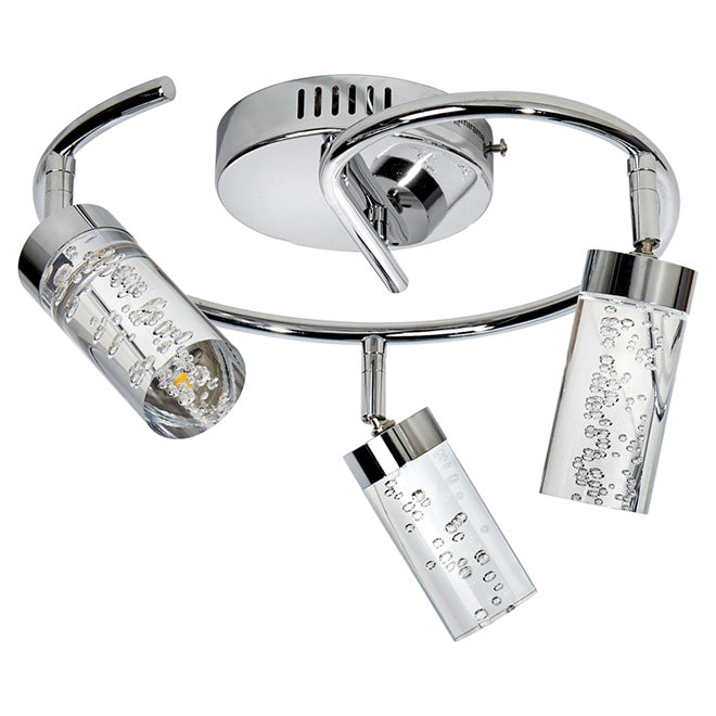 Lumirama Fernandel Flush-Mount Light - Tracking Heads - 3 12-Watt Integrated LEDs - Chrome Finish - Bubble Glass Shades-