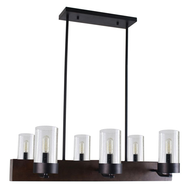 Lumirama - Pendant - 6 Lights - Glass Shades - Dark Wood-
