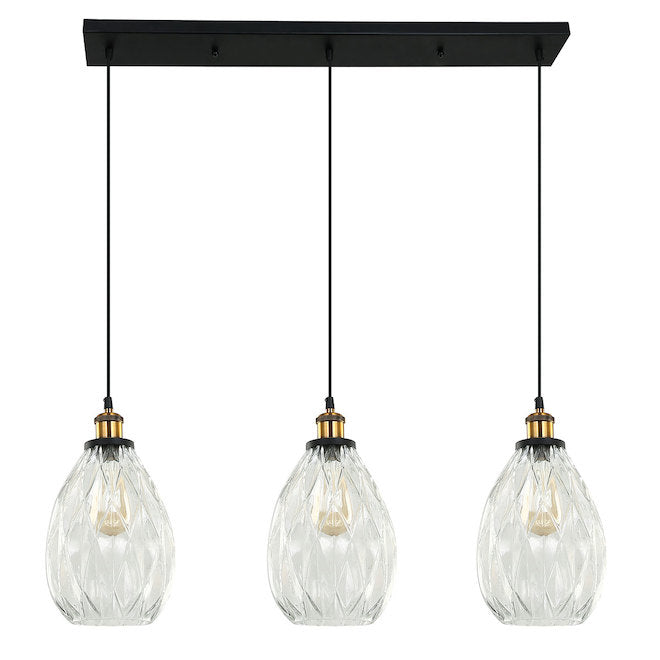 "Verrono" 3-Light Pendant Fixture - 60 W - Black Matte-
