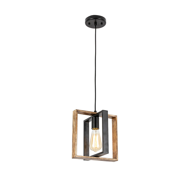 Origin 21 Weston 60W 1-Light Pendant Fixture - Black/Wood - 9.45-in L x 8.46 po W x 56.69-in H-