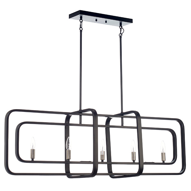 "Ivanna" 5-Light Pendant Light - 60 W - Black and Satin Nickel-