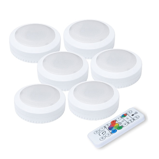 Ecolight 3-in White Magnetic LED Puck Light - 6-Pack-